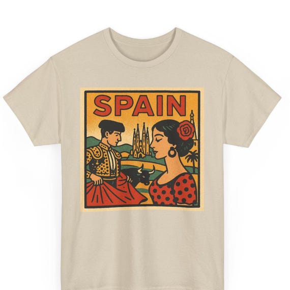 Spain Comic T Shirt Unisex Retro Style | Vintage Barcelona Skyline Tee | Bold European Travel Shirt | Gift for Him Her Culture Explorer