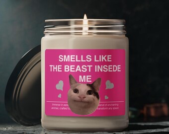The Beast Inside Me Candle: Meme Cat Scented Soy Wax Candle