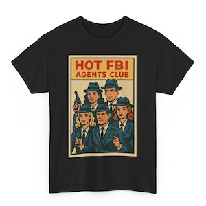 T-shirt du club des agents du FBI, unisexe | T-shirt d'agent de style bande dessinée rétro | Cadeau amusant pour les fans du FBI | Bold Law Sass Vibes pour les amateurs de justice