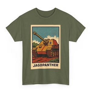 Jagdpanther T Shirt Unisex | Retro Comic Style German Tank Destroyer Tee | Vintage WWII Armor Graphic | Gift for History Buffs Panzer Fans