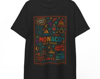 Monaco T Shirt Unisex | Vintage Monte Carlo Graphic Tee | Riviera Heritage Pride Shirt | Cool Gift for Monegasque Soul Culture Lovers