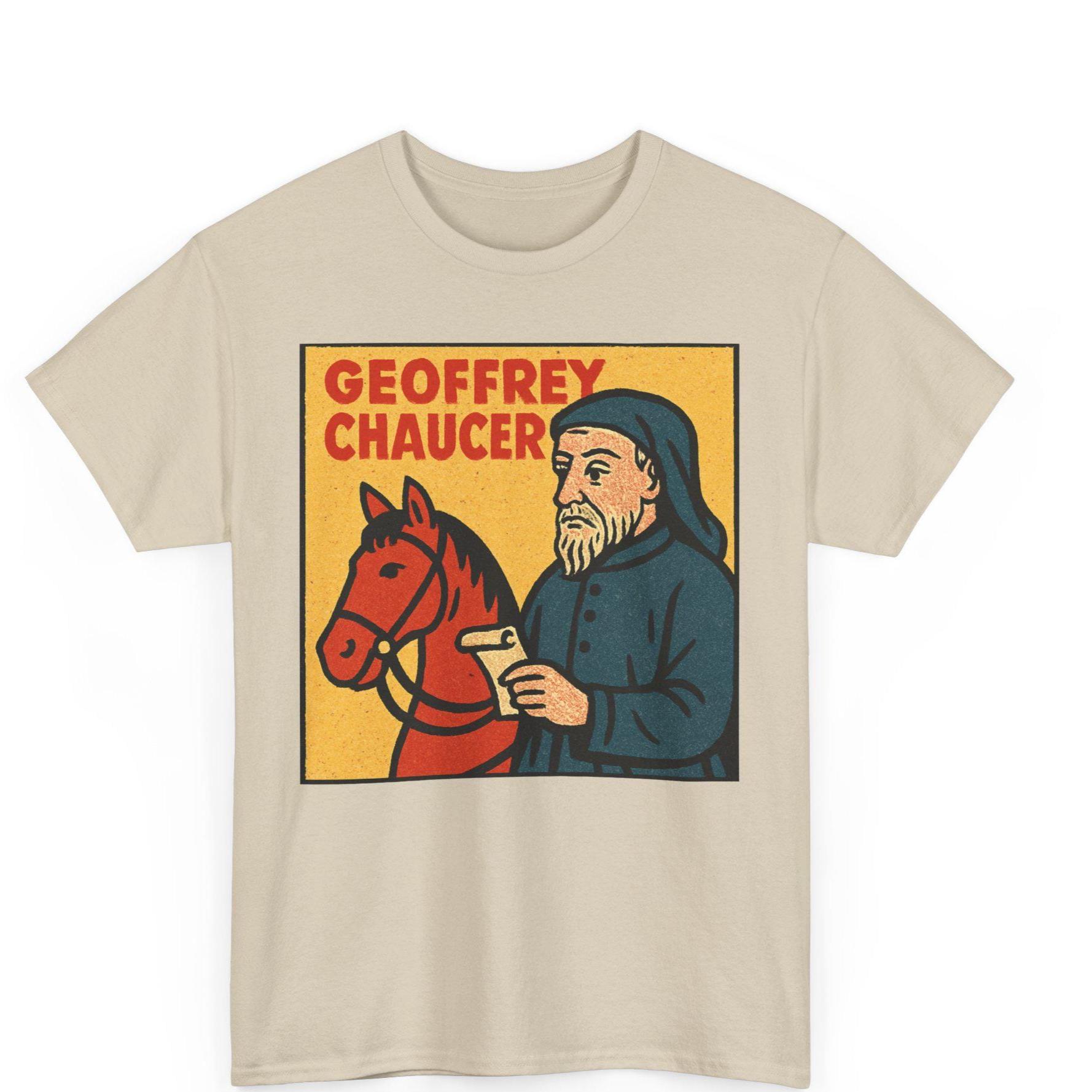 Geoffrey Chaucer Comic T Shirt Unisex Retro Style | Vintage Poet Graphic Tee | Bold Medieval Lit Shirt | Gift for Him Her Bardcore Lover