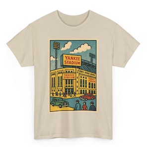 Yankee Stadium-T-shirt, uniseks | T-shirt honkbal park retro komische stijl | Vintage sport | Cool cadeau voor MLB-fans van de New York Yankees