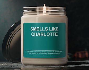 Vela perfumada de Charlotte, Carolina del Norte: regalo de recuerdo de cera de soja