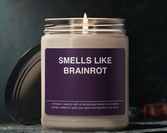 Brainrot Candle: Funny Meme Gift, Scented Soy Wax