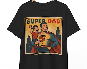 Camiseta de Super Papá: Camiseta gráfica de héroe de cómic retro