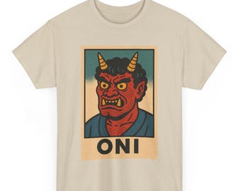 Oni T Shirt Unisex | Retro Comic Style Japanese Demon Tee | Vintage Yokai Power Graphic | Gift for Folklore Fans Dark Aesthetic Lovers