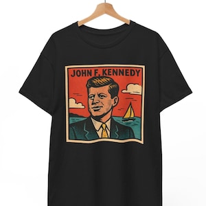 John F Kennedy Comic T Shirt, Retro Vintage President Graphic Tee For Men And Women, Unisex American History Shirt, JFK Legacy Patriotic
