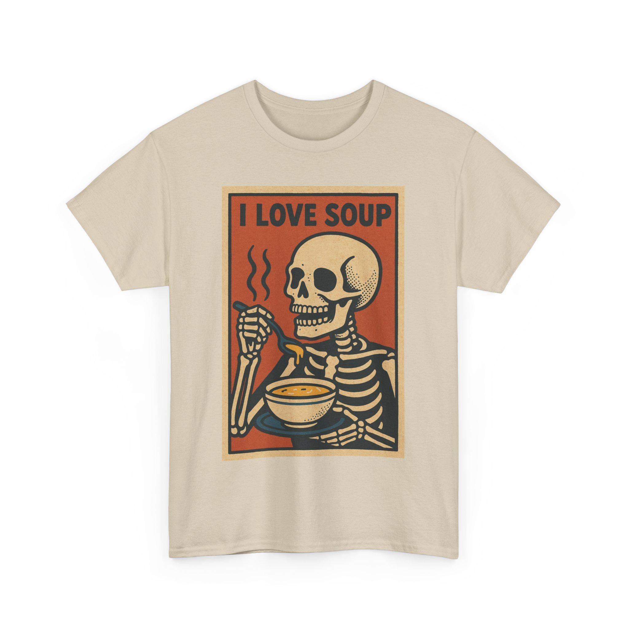 Ich liebe Suppe Skelett T-Shirt: Retro Comic Lustiges Halloween T-Shirt