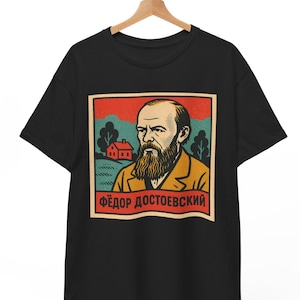 Fyodor Dostoevsky Comic T Shirt, Retro Vintage Russian Literature Tee For Men And Women, Unisex Literary Graphic Shirt, Gift For Book Lovers