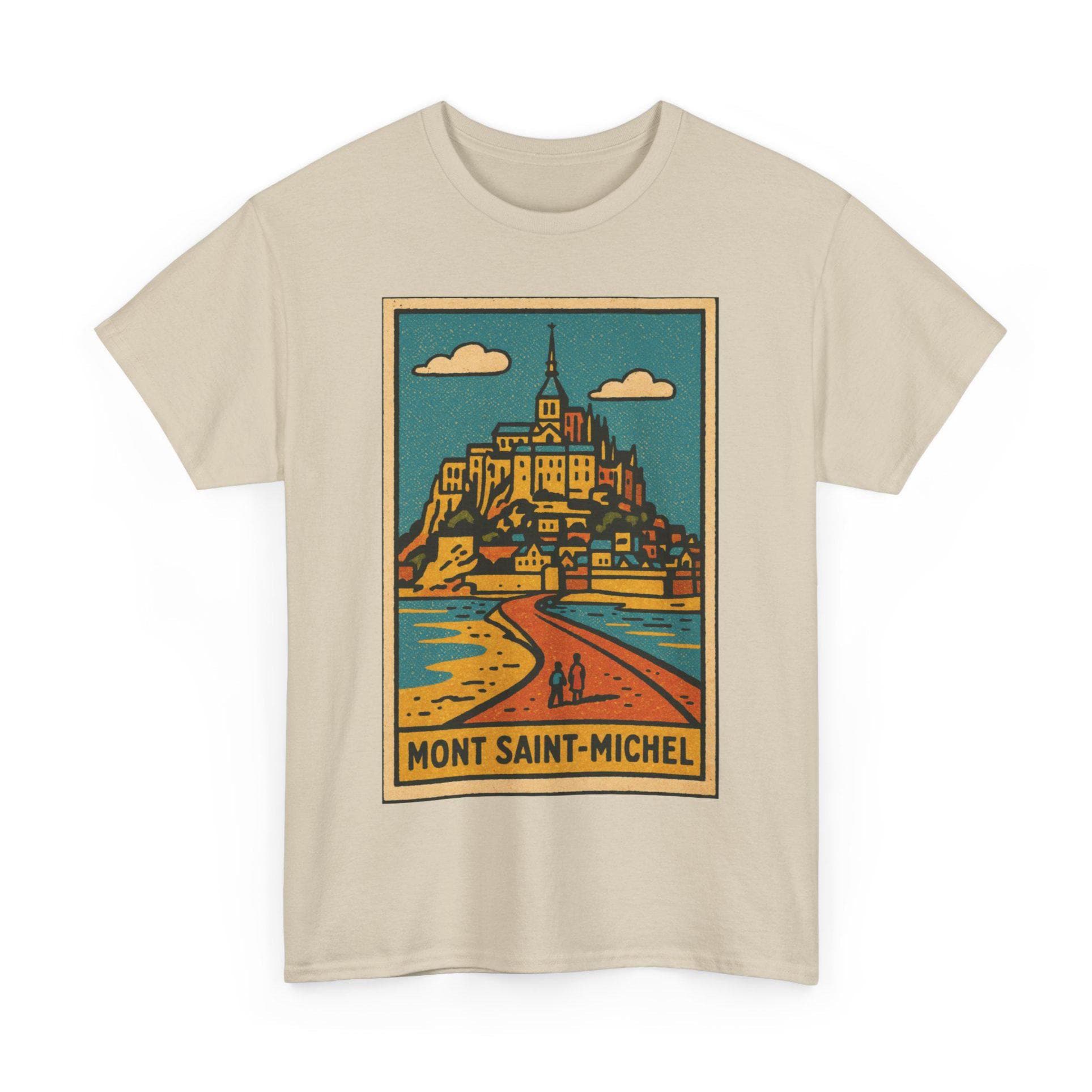 モンサンミッシェルTシャツ：レトロコミック風フランスランドマークT 