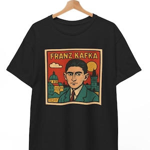 Franz Kafka Comic T-Shirt, Retro Vintage literarisches Grafik-T-Shirt für Männer und Frauen, Unisex-ExistENTielles Humor-Geschenk für Buchliebhaber, Kafkaesque