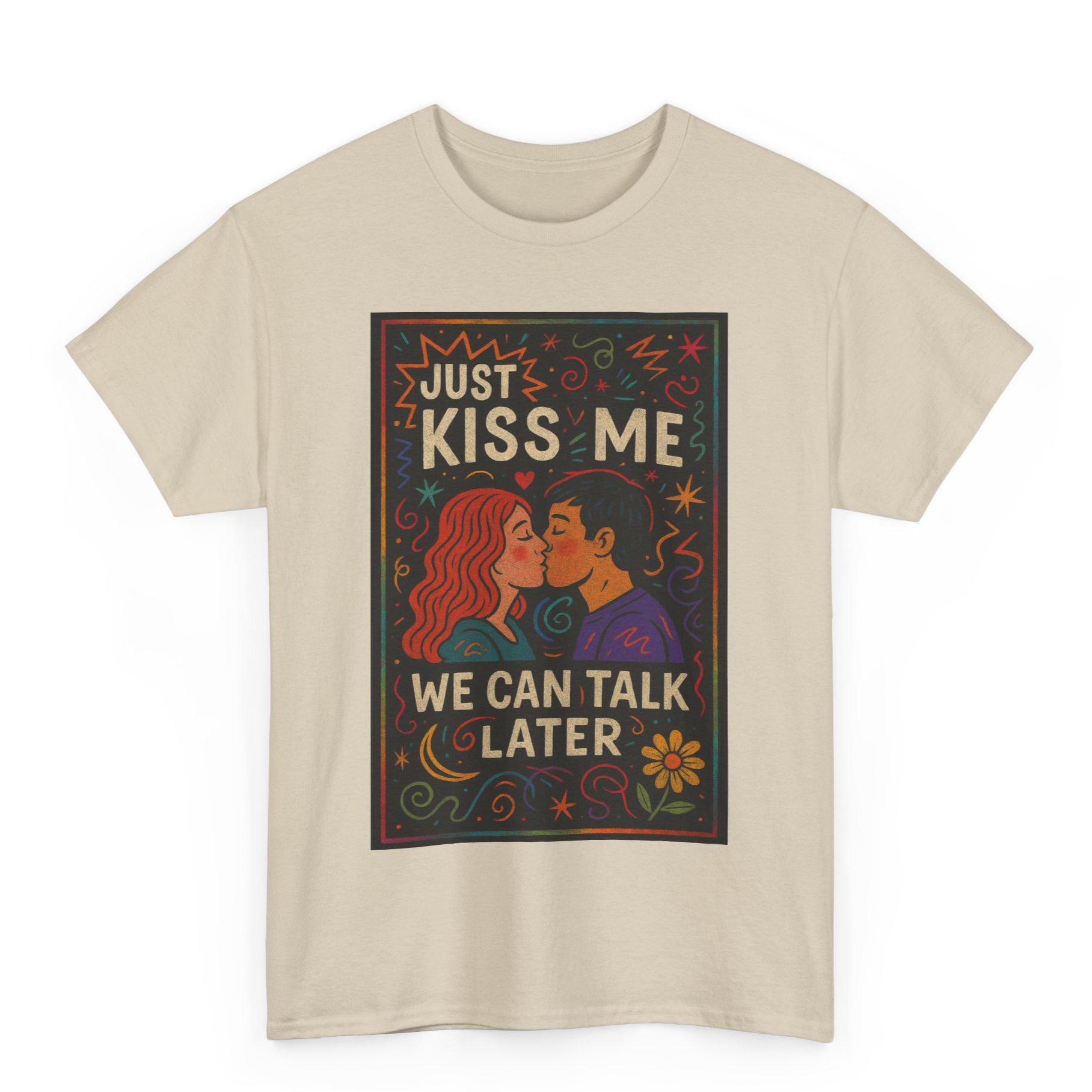 Just Kiss Me T-shirt: Flirty Retro Graphic Tee, Romantic Statement