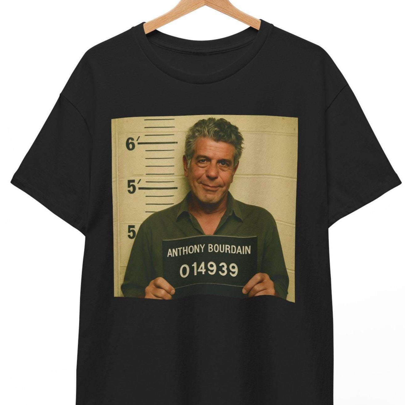 Anthony Bourdain Mugshot T Shirt, Funny Chef Meme Tee For Men And Women, Unisex Retro Culinary Icon Graphic Shirt, Gift For Foodies, Travel