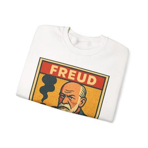 Bluza Freud: Unisex z okrągłym dekoltem w stylu retro i psychologii White