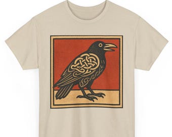 Celtic Raven Graphic Tee: Retro Norse Pagan T-Shirt