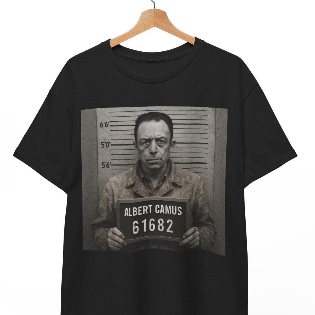 Albert Camus Mugshot T-shirt: Existential Philosopher Graphic Tee