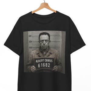 Albert Camus Mugshot T Shirt, Existential Philosopher Graphic Tee For Men And Women, Unisex Retro Literature Shirt, Gift For Thinkers And