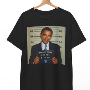 Barack Obama Mugshot T Shirt, Funny Political Meme Tee For Men And Women, Unisex Retro President Graphic Shirt Gift For Activists, Political