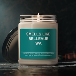 Bellevue Washington State Candle Gift Smells Like Bellevue Washington State Candle Souvenir Scented Soy Wax Candle Jar 9oz For Friend