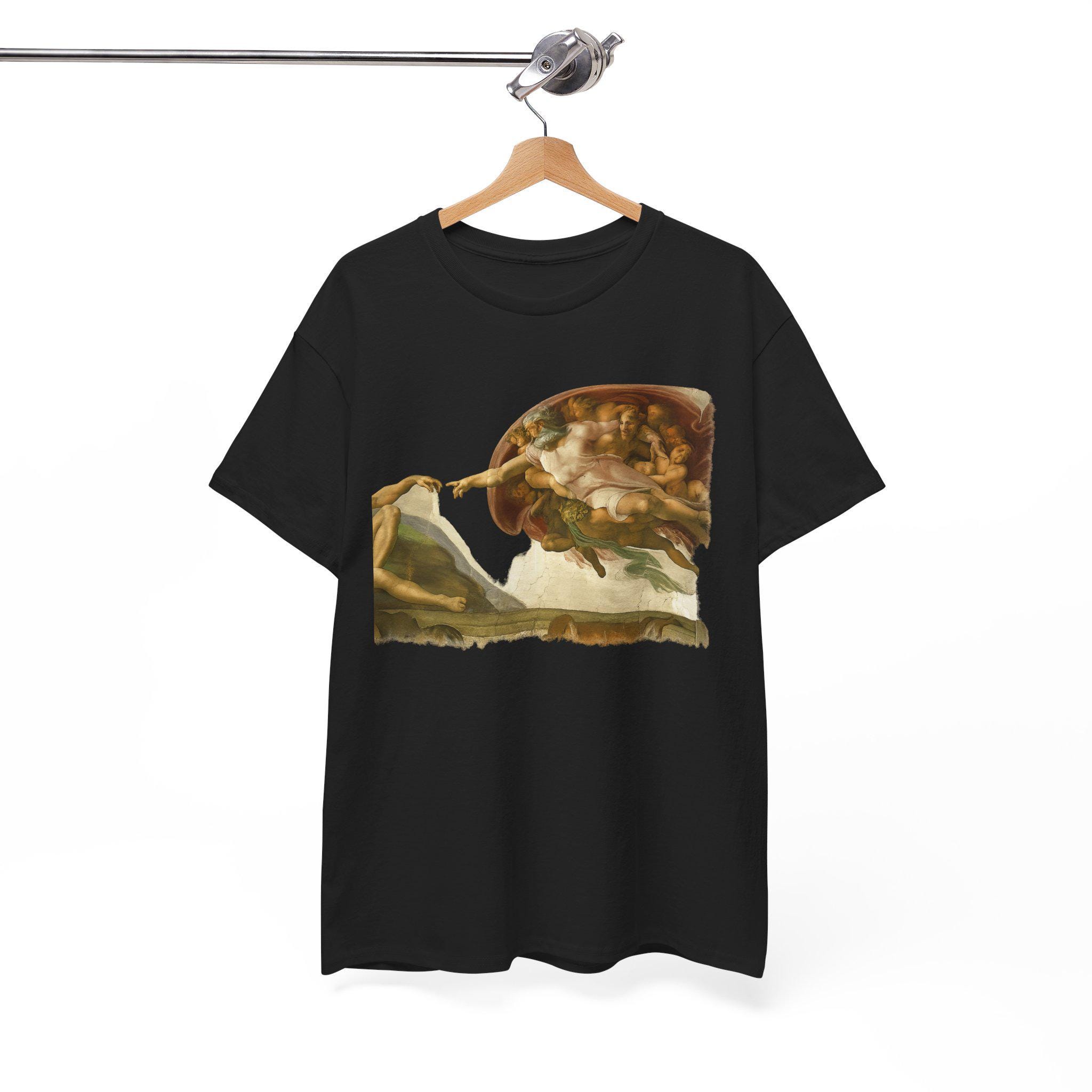 アダムの創造Tシャツ：ミケランジェロのシスティーナ礼拝堂の傑作に 