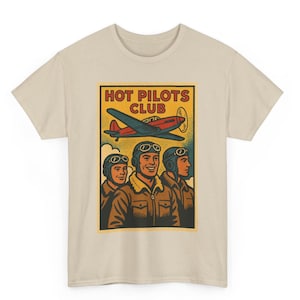 Hot Pilots Club T-Shirt: Retro Comic Aviation Tee