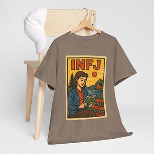 INFJ Advocate T-Shirt: Retro Comic Style, Empath Gift Brown Savana