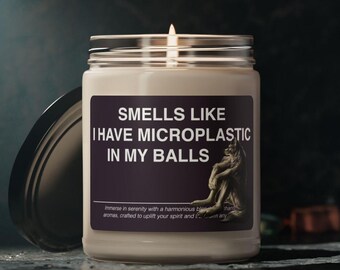 Funny Meme Soy Wax Candle: Alpha Wolf - Microplastic Gag Gift