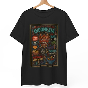 Indonesia T Shirt Unisex | Vintage Jakarta Graphic Tee | Southeast Asian Heritage Pride Shirt | Cool Gift for Indonesian Soul Culture Lovers