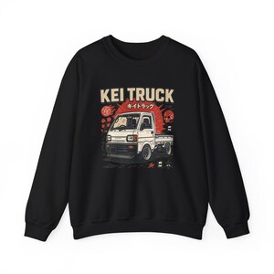 Felpa Kei Truck: pullover unisex retrò giapponese con scollo rotondo Black