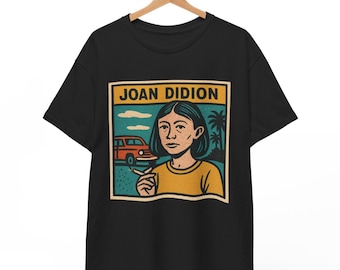 Maglietta a fumetti Joan Didion: maglietta grafica letteraria retrò