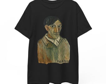 ピカソの自画像Tシャツ：ヴィンテージキュビズムアートグラフィックT