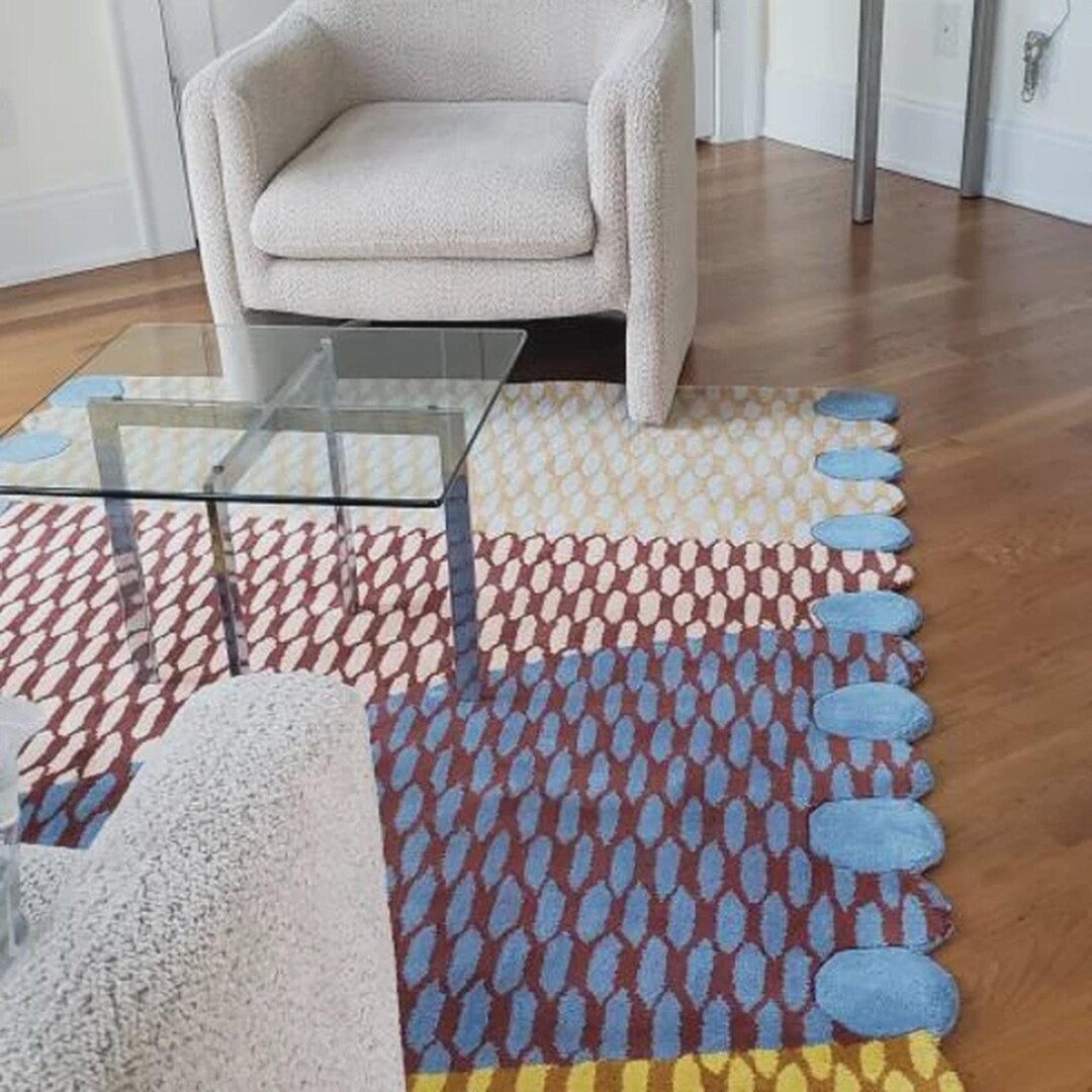 Scalloped Sunset Irregular Rug – Hand-tufted Area Rug, Multicolor Rug ...