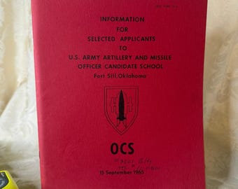 Przewodnik dla oficerów OCS Fort Sill OCS z lat 1965-66 + wkładki z okresu wojny w Wietnamie