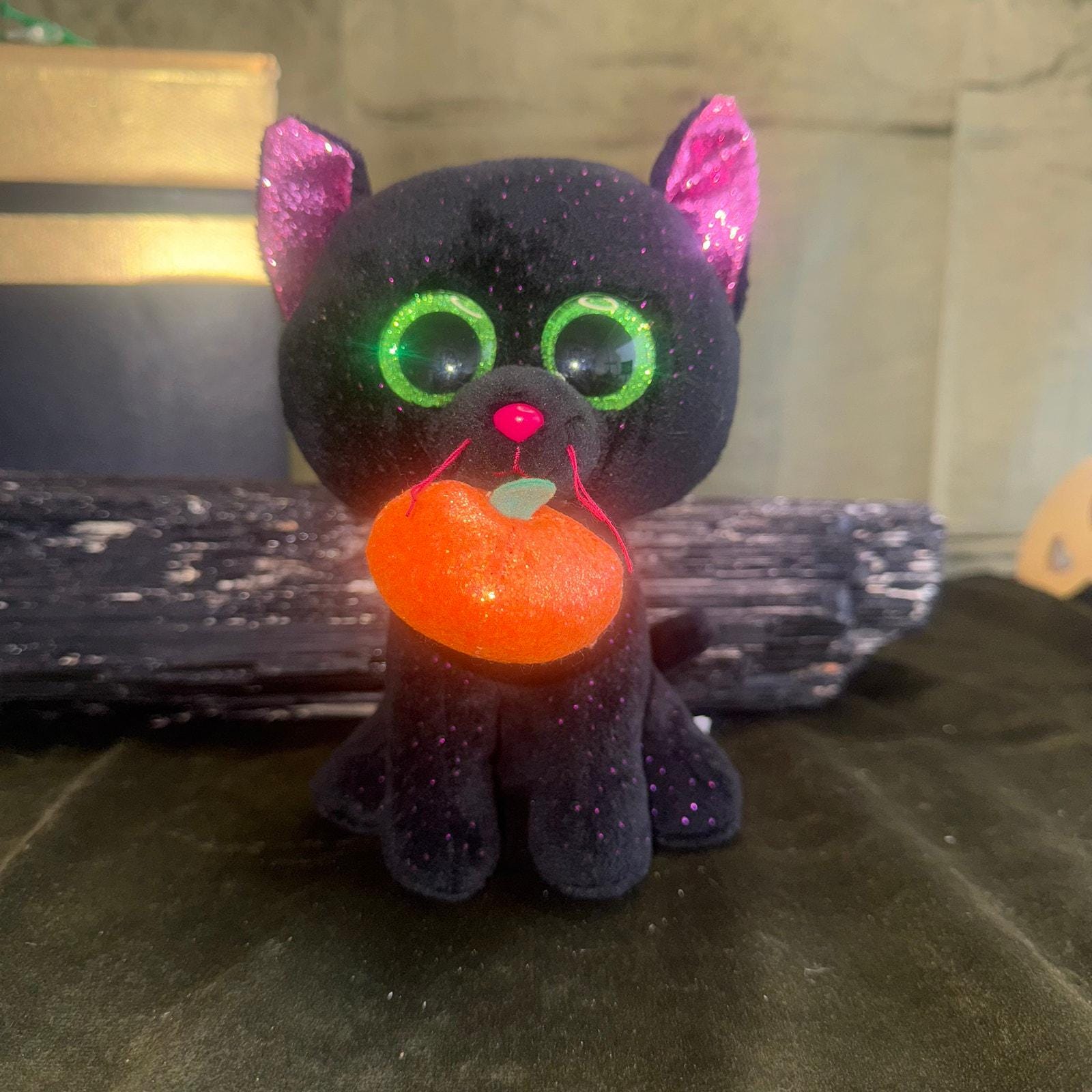 Ty Beanie Boo Potion Black Cat Plush 6″ Halloween Pumpkin EUC