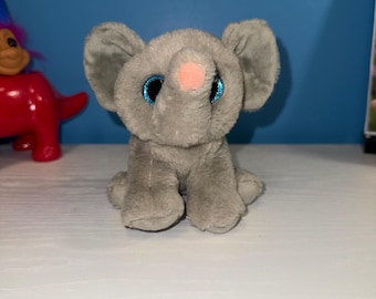 TY Beanie Boo Whopper grijze olifant pluche blauwe ogen 6" EUC genaaid label