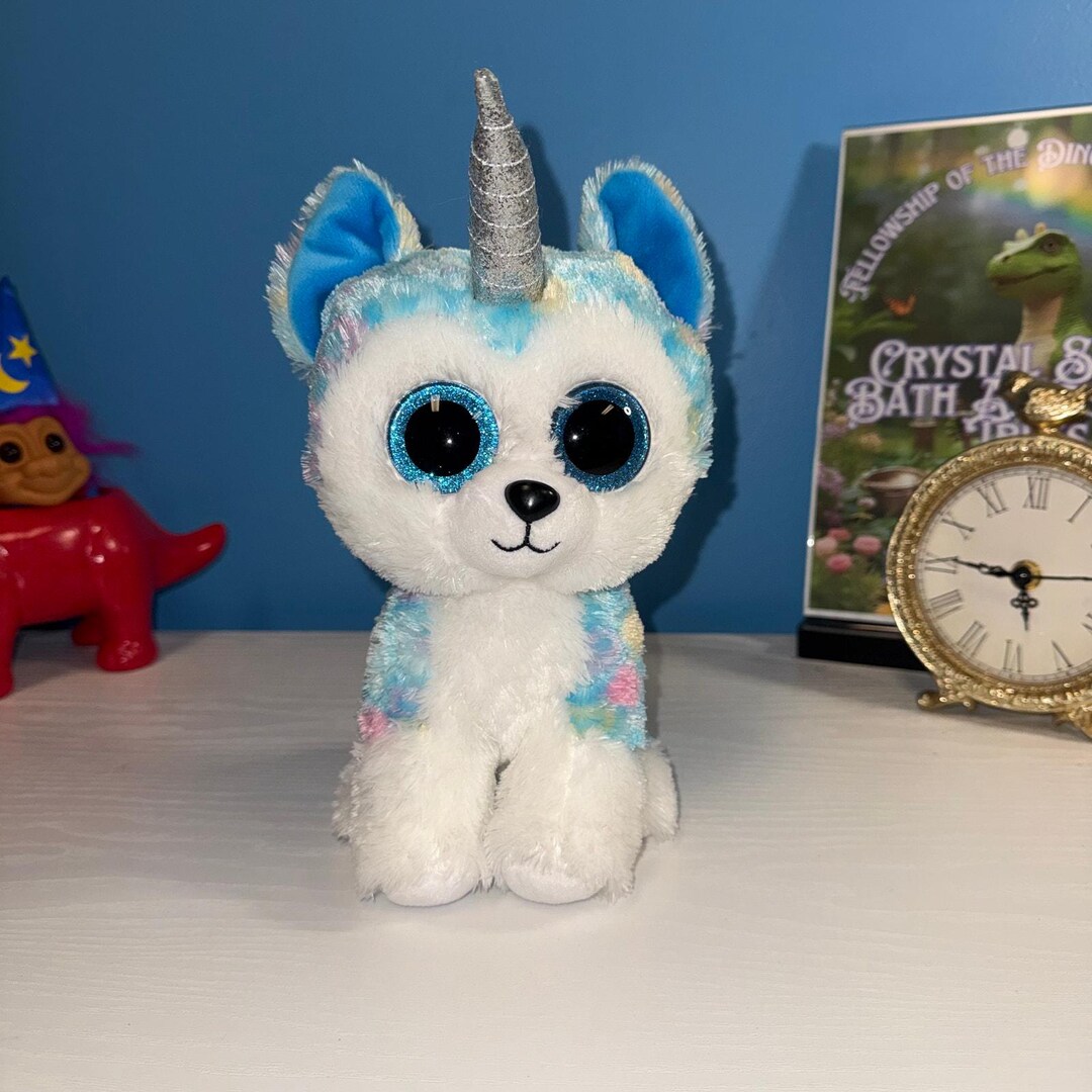Ty Beanie Boo Helena Unicorn Husky Plush 10” Blue White EUC - Etsy