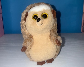 TY Beanie Baby Ida Hedgehog Plush 6" Marrón Bronceado Dorado Sparkle Eyes EUC