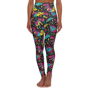 Bold Graphic High Waisted Yoga Leggings: Fun Fitness Apparel, Workout Tights, Colorful Activewear, Gym Leggings, Unique Yoga Pants, Exercise