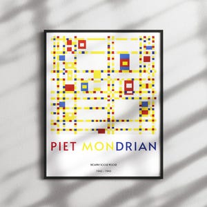 Mondriaanposter - Mondriaan Broadway Boogie Woogie | Mondriaangalerij kunst aan de muur | Mondriaan-print | Tentoonstellingsposter abstracte kunst | Kunstafdrukken
