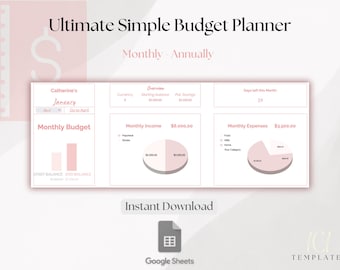 Plantilla de Google Sheets para el planificador de presupuesto mensual simple definitivo Seguimiento financiero editable Hoja de cálculo de presupuesto personal Descarga instantánea Finanzas