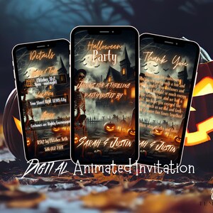 Halloween-uitnodiging bewerkbaar digitaal feest E-vite Instant Download Custom Spooky Event Invite Gepersonaliseerde Halloween-sjabloon DIY-kaart