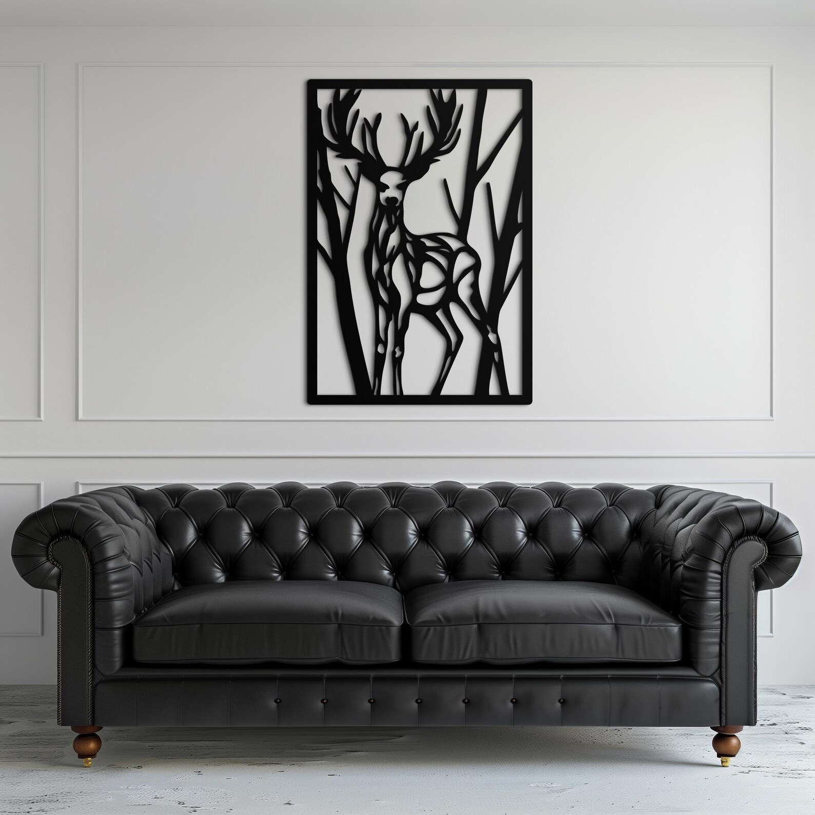 Deer Silhouette Metal Wall Art, Modern Wildlife Decor, Black Metal Deer ...