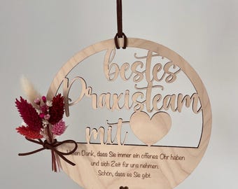 Personalized wooden sign – best practice team with heart, farewell gift