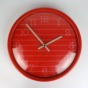 Vintage 1980s Dome Glass Wall Clock – West Germany Memphis Style Retro Design 26cm