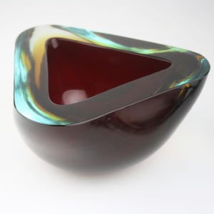Mid-Century Murano Sommerso Art Glass Bowl | Flavio Poli Style | 1960s Italy,Italian Glass Art