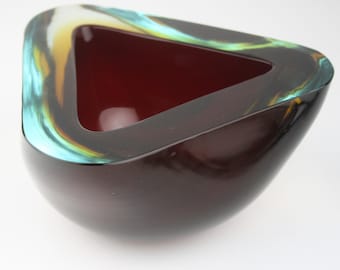 Mid-Century Murano Sommerso Glas Schale | Flavio Poli, italienische Kunst der 1960er Jahre