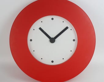 Vintage IKEA TAJMA Wall Clock – Red Memphis Style Design by Hagberg, 1999