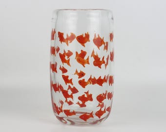 Vintage vaas van muranoglas | Handgeblazen Italiaans kunstglas aquarium goudvis 25 cm