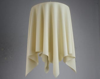 Lampada a sospensione vintage con effetto tessuto drappeggiato – Lampada da soffitto scultorea moderna color avorio